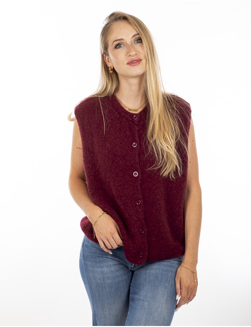 Amelie Amelie gilet zonder mouw bordeaux