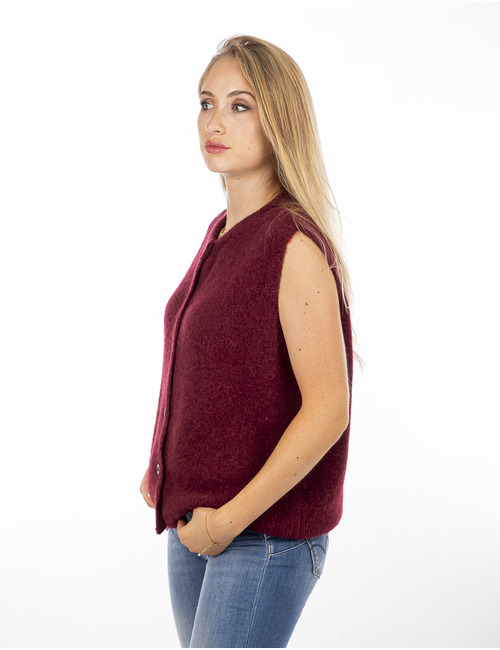 Amelie Amelie gilet zonder mouw bordeaux
