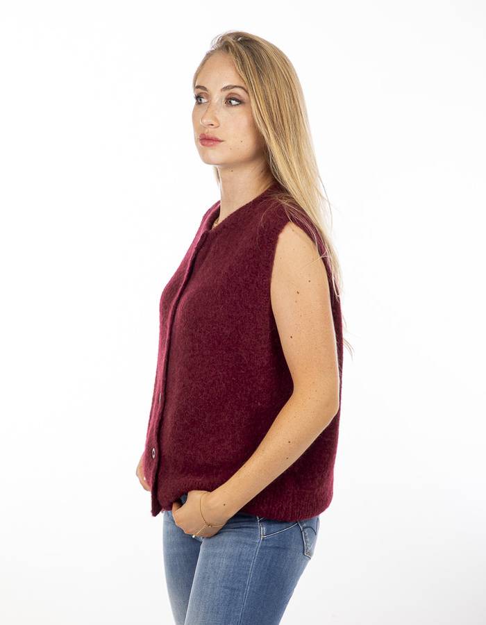 Amelie Amelie gilet zonder mouw bordeaux