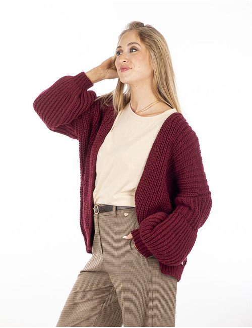 Amelie Amelie lange mouw gilet bordeaux
