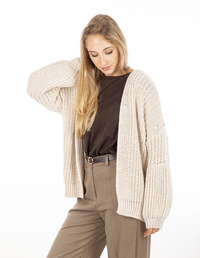 Amelie Amelie lange mouw gilet beige