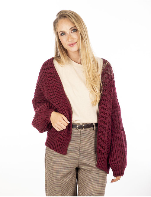 Amelie Amelie lange mouw gilet bordeaux