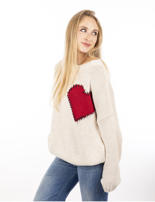 Amelie Amelie lange mouw pull ecru