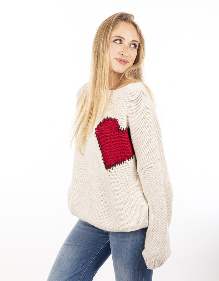 Amelie Amelie lange mouw pull ecru