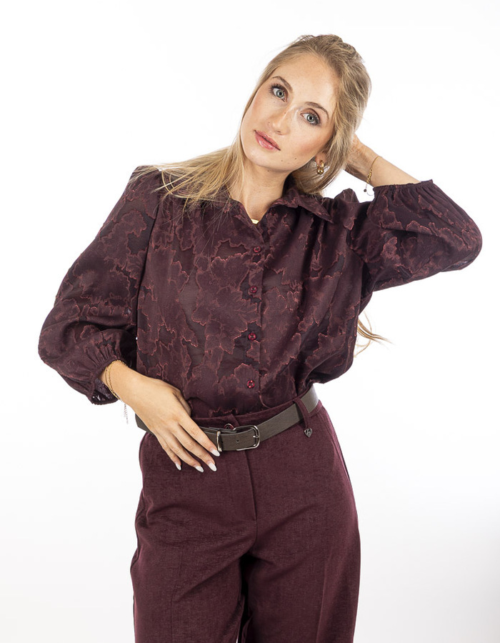 Amelie Amelie lange mouw bloes bordeaux