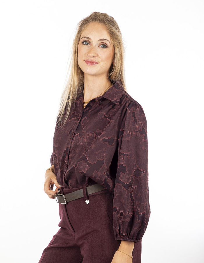 Amelie Amelie lange mouw bloes bordeaux