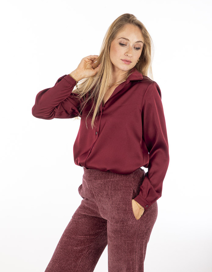 Amelie Amelie lange mouw bloes bordeaux