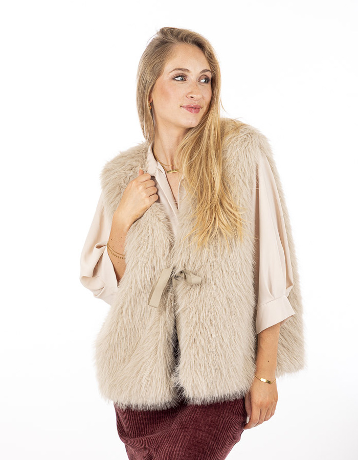 Amelie Amelie gilet zonder mouw beige