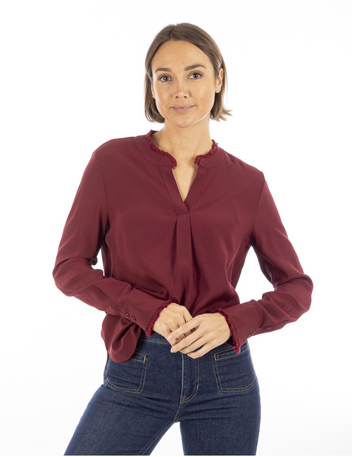 Herzen's lange mouw bloes bordeaux