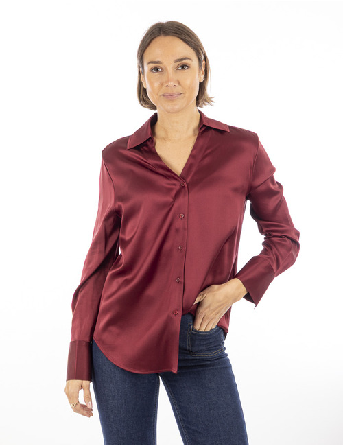 Herzen's lange mouw bloes bordeaux