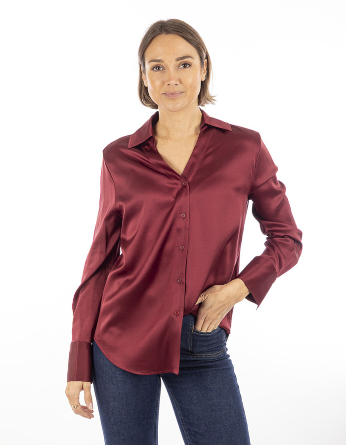 Herzen's lange mouw bloes bordeaux