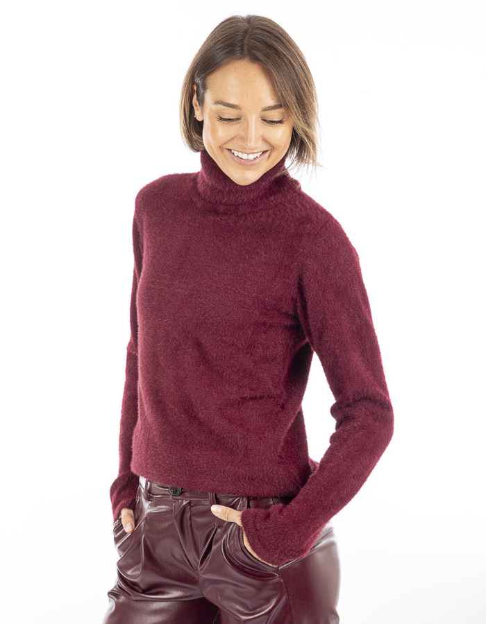 Senso pull rolkraag bordeaux
