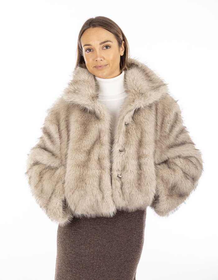 Neo Noir jas met pels beige