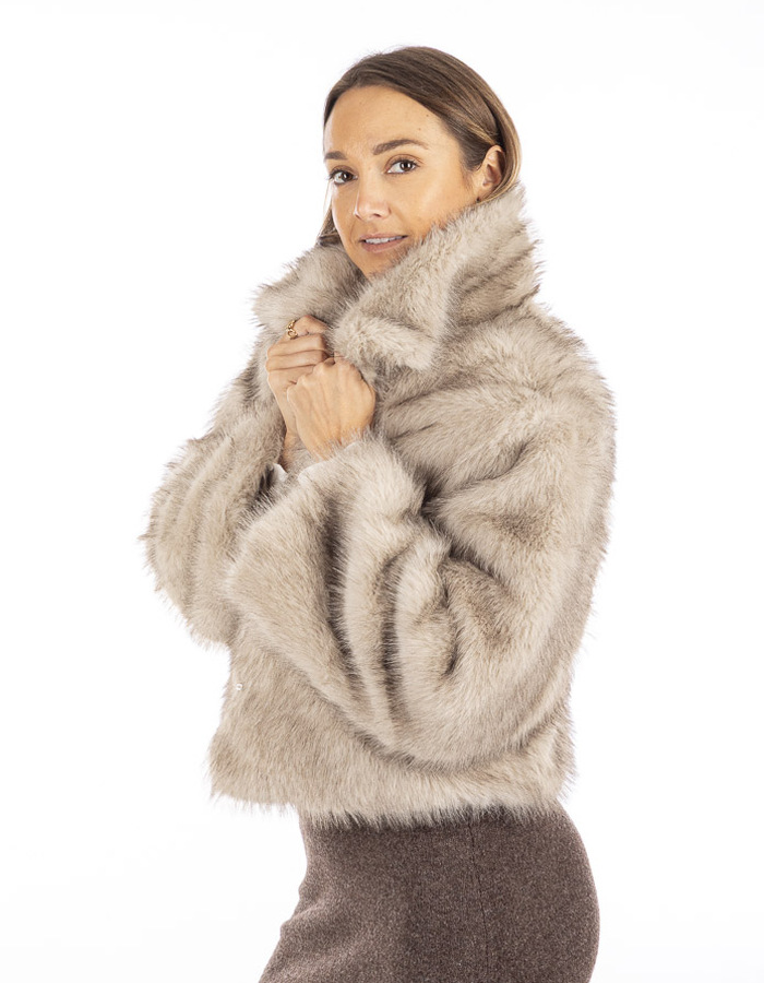 Neo Noir jas met pels beige
