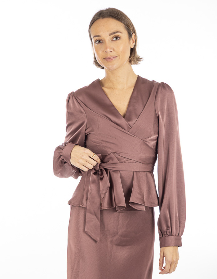 Neo Noir lange mouw bloes roze