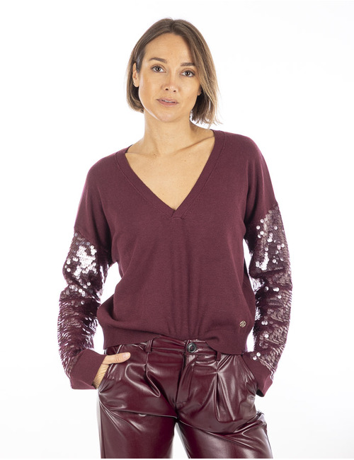 Rinascimento pull met v-hals bordeaux