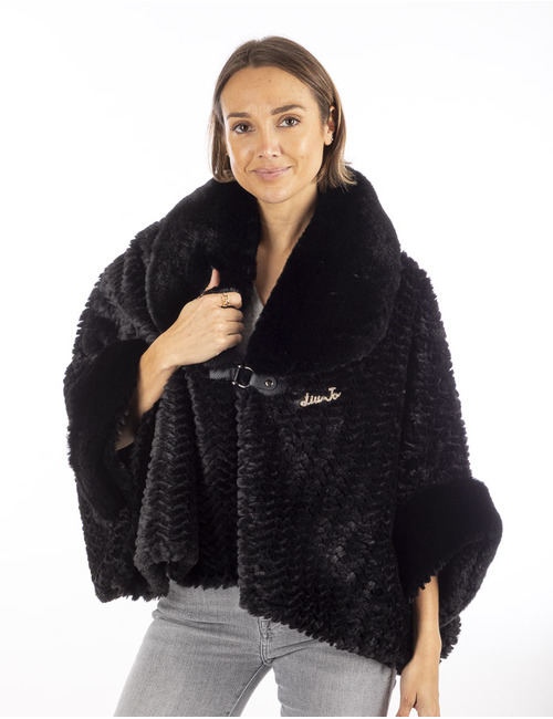 Liu Jo poncho met pels zwart