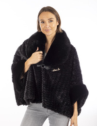 Liu Jo poncho met pels zwart