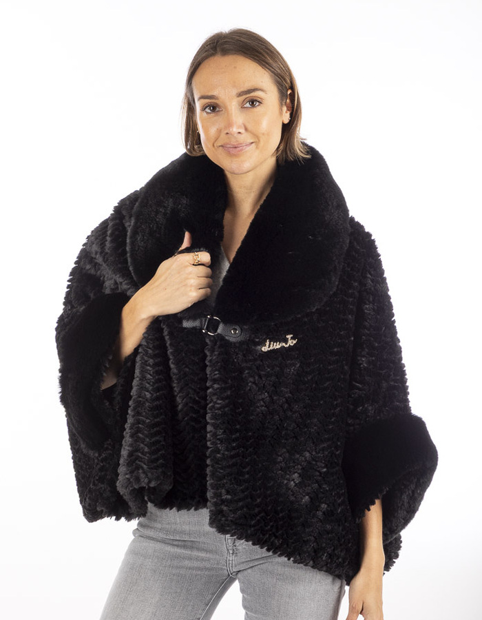 Liu Jo poncho met pels zwart