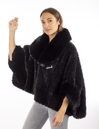 Liu Jo poncho met pels zwart