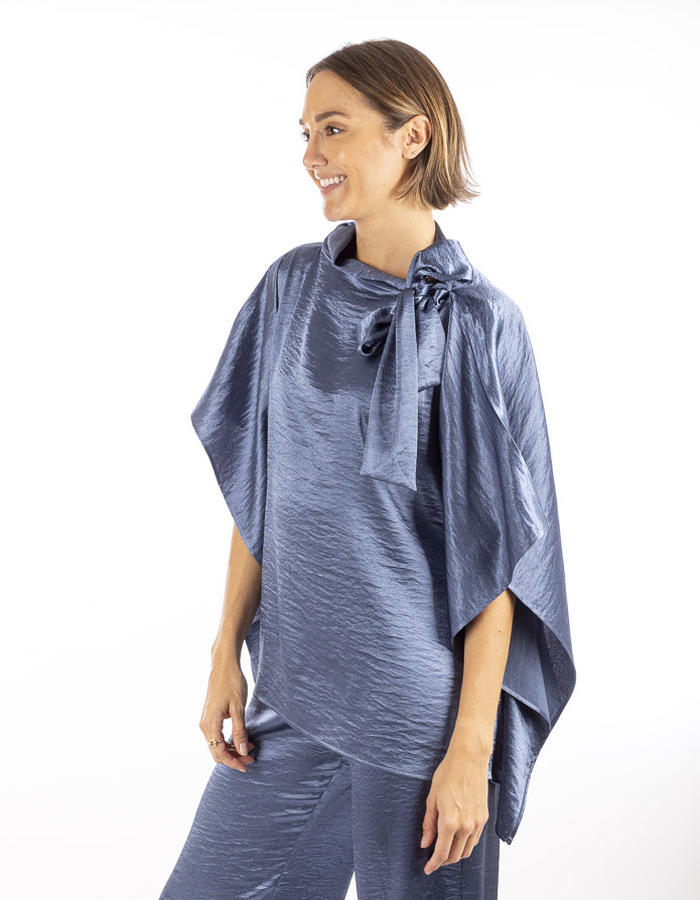 Nxi By Oni Onik korte mouw bloes blauw