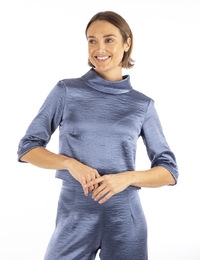 Nxi By Oni Onik 3/4 mouw bloes blauw