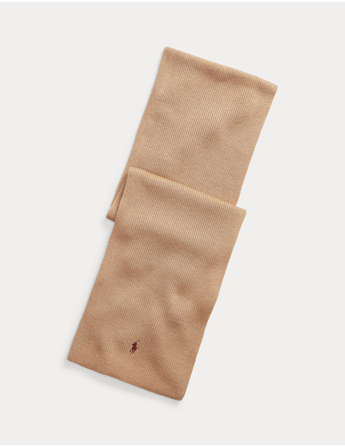 Signature Pony Wool Scarf in Camel Melange