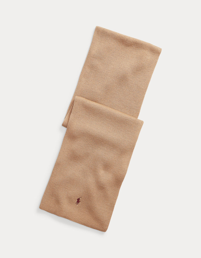 Signature Pony Wool Scarf in Camel Melange