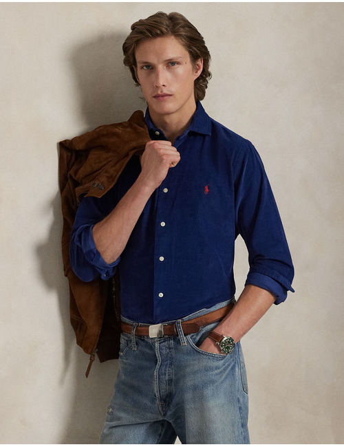  Custom Fit Corduroy Hemd in Freshwater – Fijn Geribd Katoen