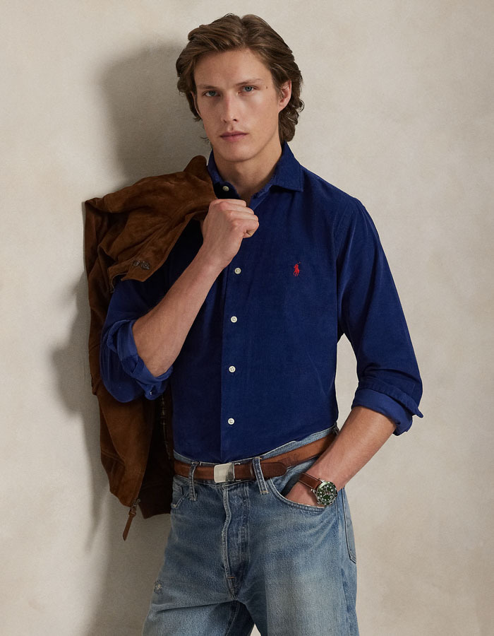  Custom Fit Corduroy Hemd in Freshwater – Fijn Geribd Katoen