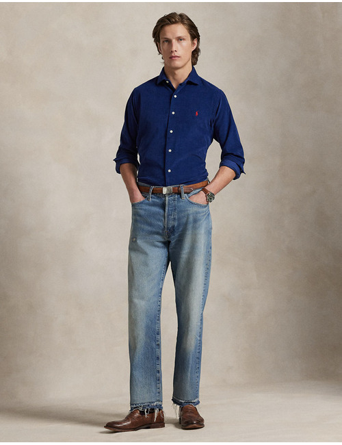  Custom Fit Corduroy Hemd in Freshwater – Fijn Geribd Katoen