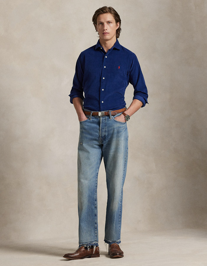  Custom Fit Corduroy Hemd in Freshwater – Fijn Geribd Katoen