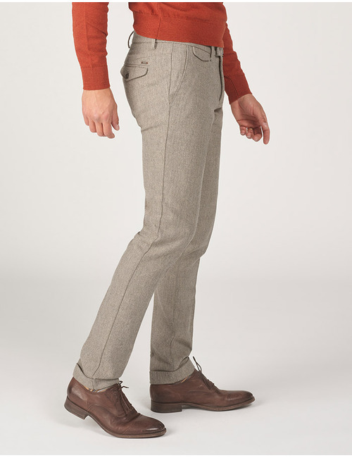 Slim Fit Chino STORM 73 in beige – Wolmix Stretch