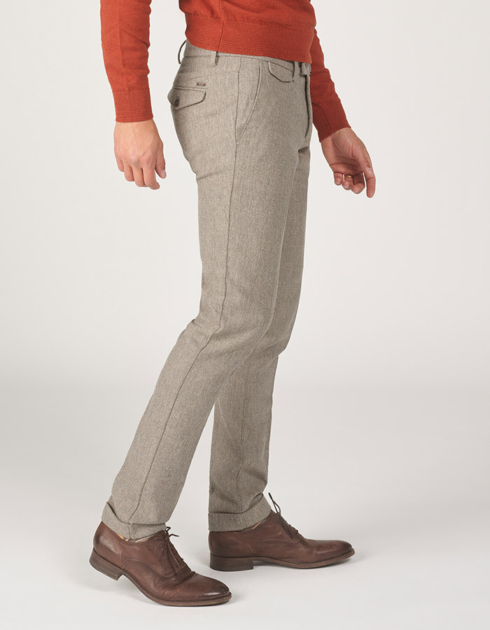 Slim Fit Chino STORM 73 in beige – Wolmix Stretch