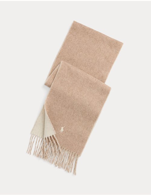 Reversible Wool-Blend Scarf in Taupe/Winter Cream