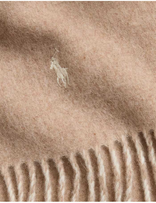 Reversible Wool-Blend Scarf in Taupe/Winter Cream