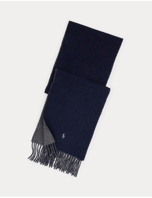 Reversible Wool-Blend Scarf in Navy/Charcoal – Made in Italy 