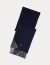 Reversible Wool-Blend Scarf in Navy/Charcoal – Made in Italy 