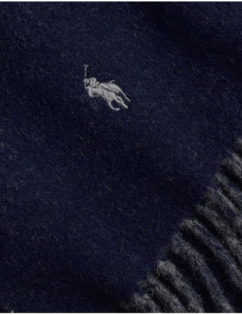 Reversible Wool-Blend Scarf in Navy/Charcoal – Made in Italy 