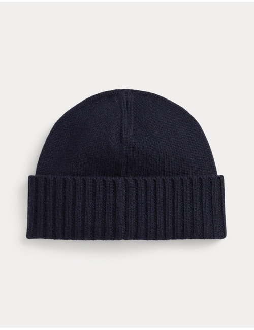 Flag-Intarsia Wool-Blend Beanie in Collection Navy