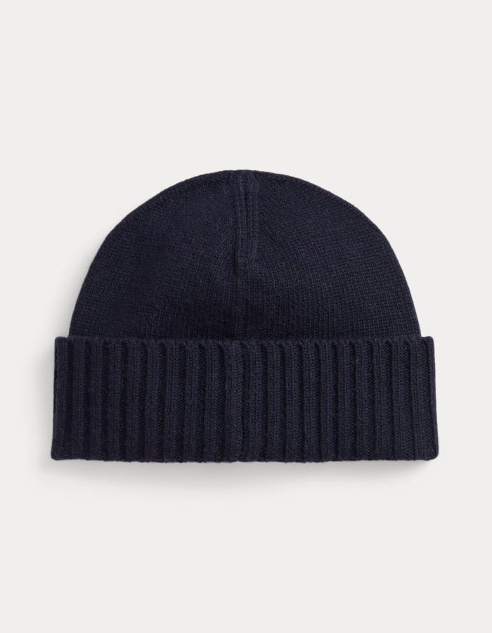 Flag-Intarsia Wool-Blend Beanie in Collection Navy