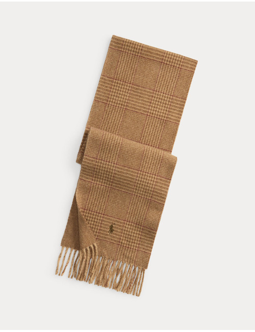 Reversible Wool-Blend Scarf in Camel Check – Made in Italy