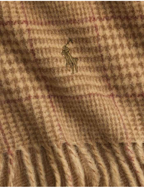 Reversible Wool-Blend Scarf in Camel Check – Made in Italy