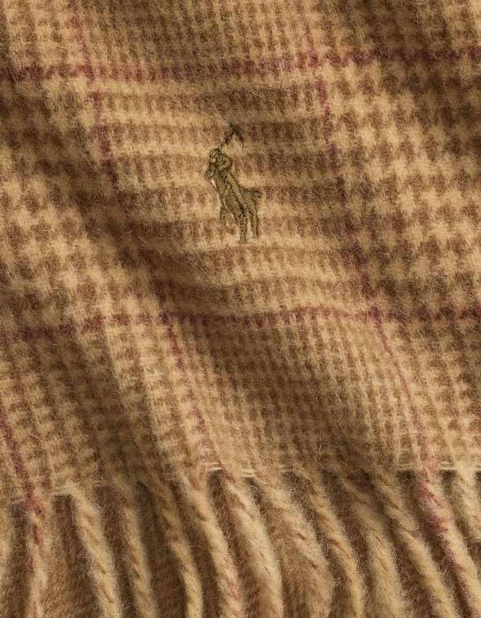 Reversible Wool-Blend Scarf in Camel Check – Made in Italy