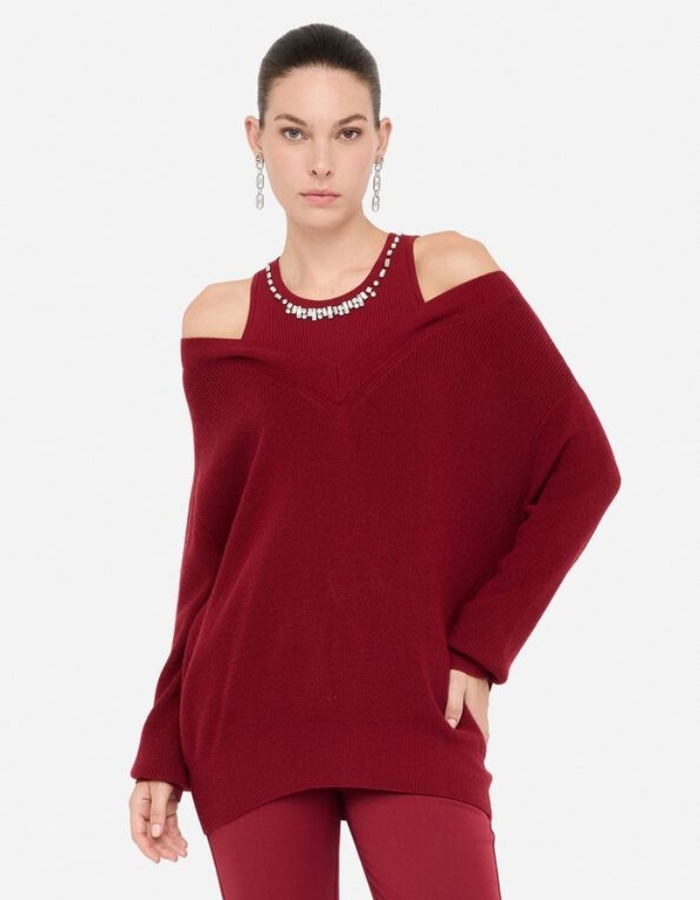 Liu Jo lange mouw pull bordeaux