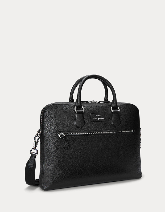 Pebbled Leather Commuter Bag in Black 