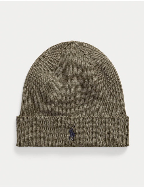 Signature Pony Wool Beanie in Light Cargo Olive Heather