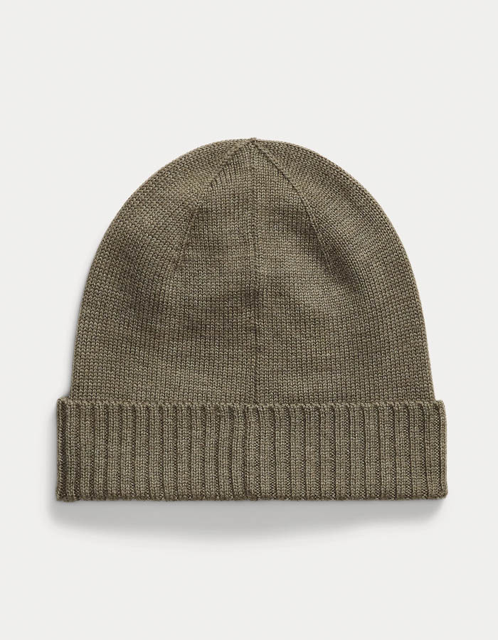 Signature Pony Wool Beanie in Light Cargo Olive Heather