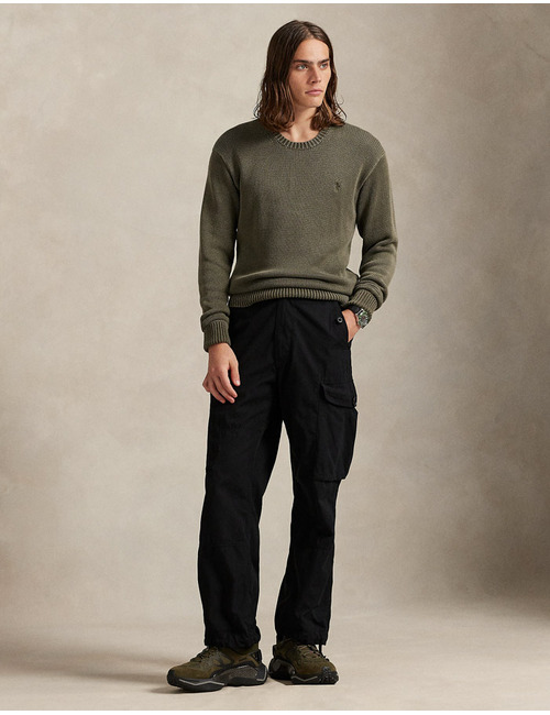 Garment-Dyed Cotton Sweater in Company Olive 