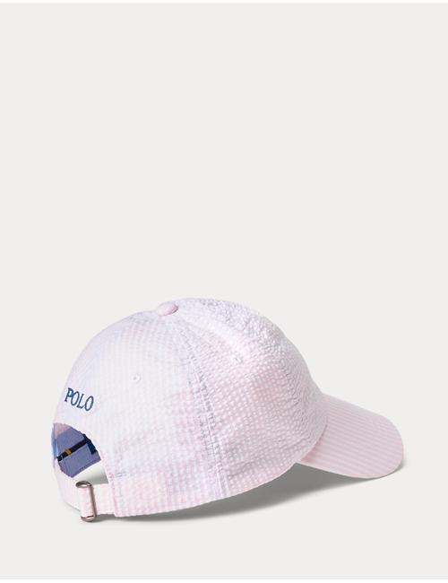 Seersucker Ball Cap in Carmel Pink